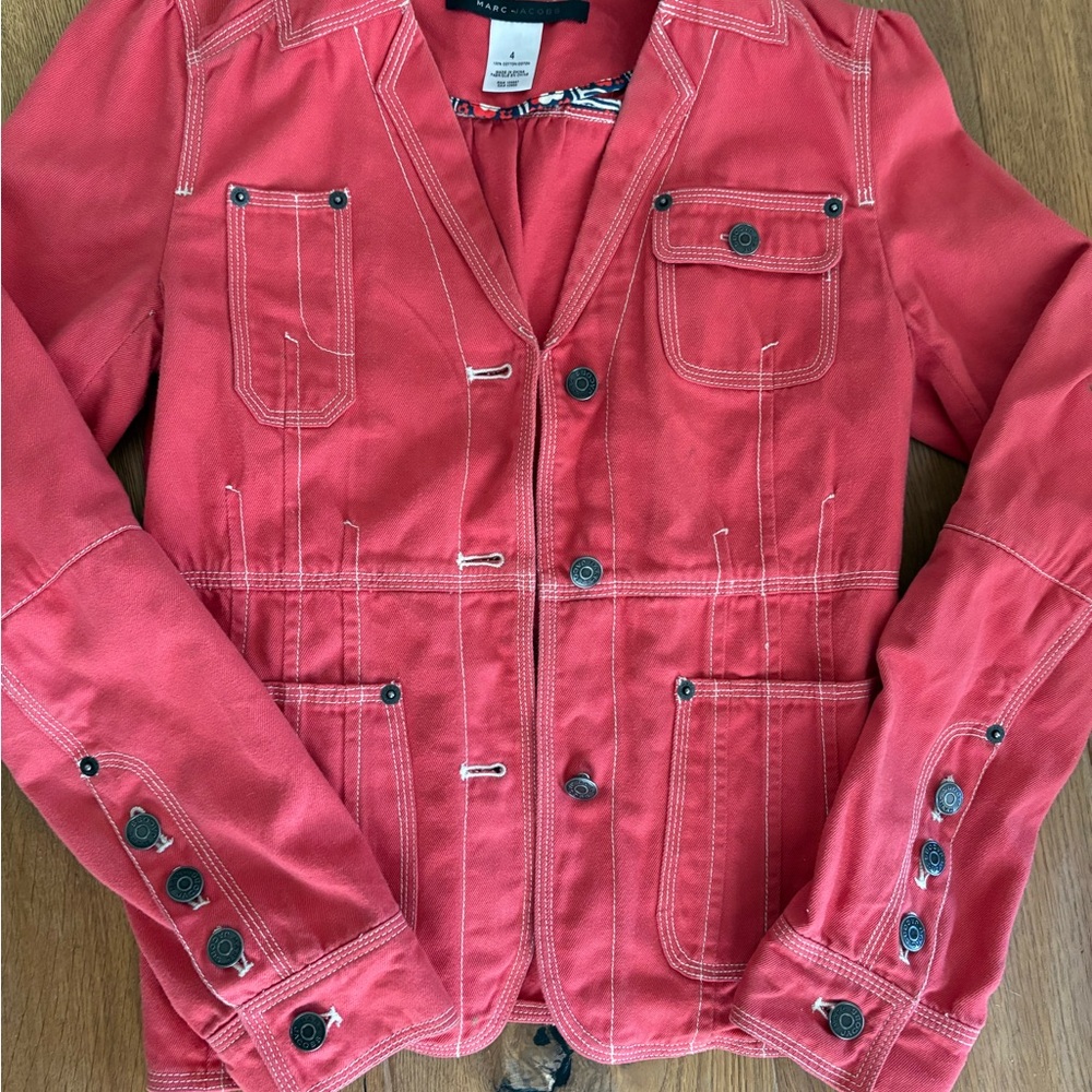 Marc Jacobs Detailed Red Cotton Blazer 4